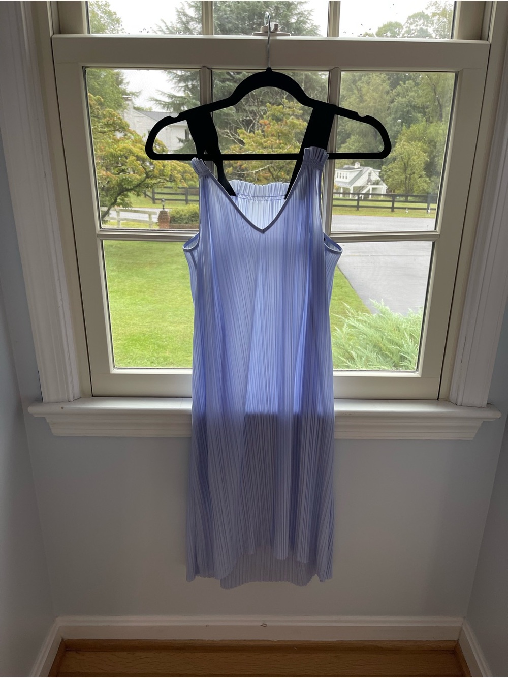 Topshop Light Blue Pleated Midi Slip Dress